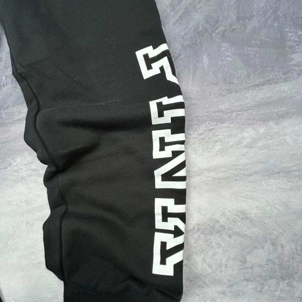 Black Victoria's Secret PINK Sweatpants Bold Leg Graphic Y2K Loungewear M - Picture 2 of 5